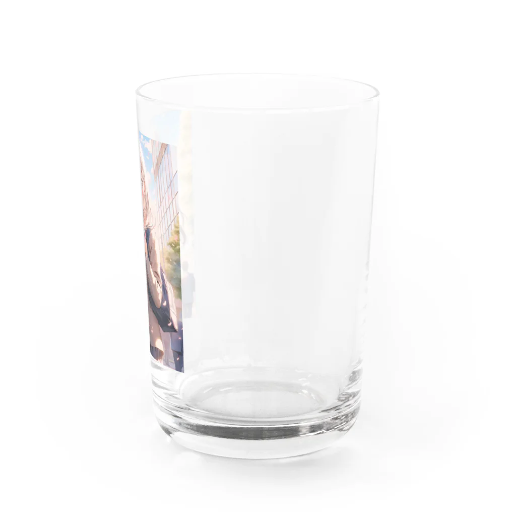 シロクマペンギンのブレザーセーラー服ミックス制服の女の子 Water Glass :right