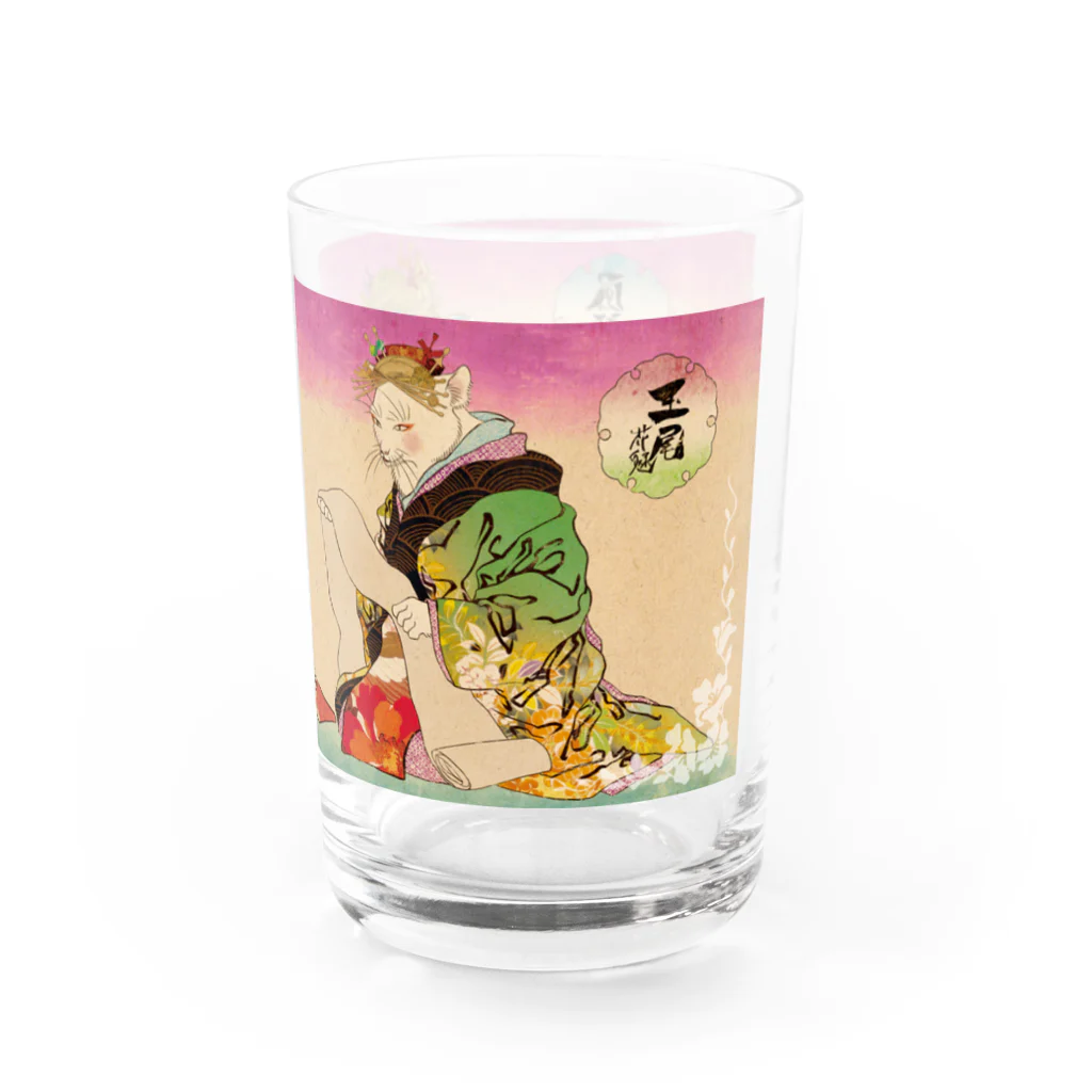山歌和樂陽 浮世絵　Yamakawa Rakuyou UKIYOEの猫浮世絵シリーズ‐花魁‐ グラス右面