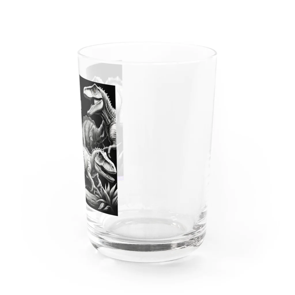 だまショップ@子ども向けのモノクロ恐竜くん3号 Water Glass :right