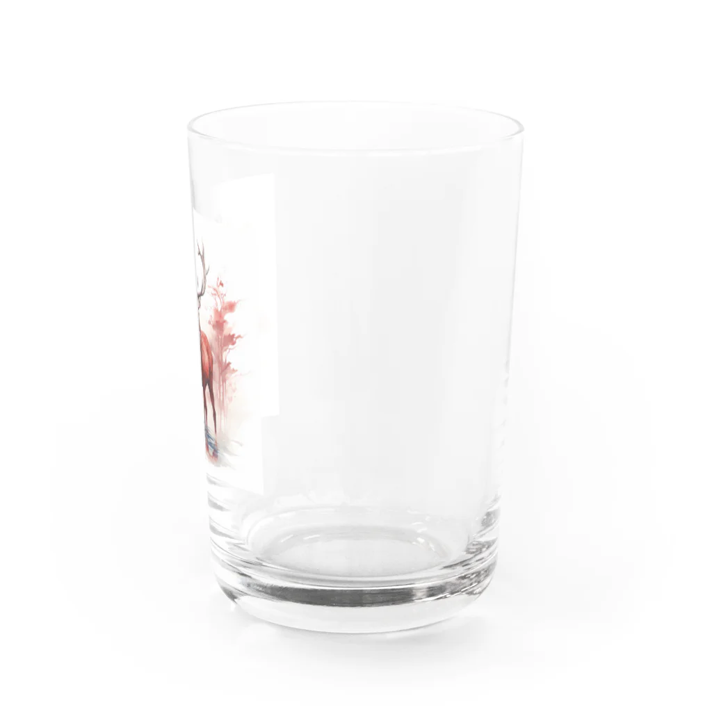 motsunabeeのかわいい赤いエルクのTシャツ Water Glass :right