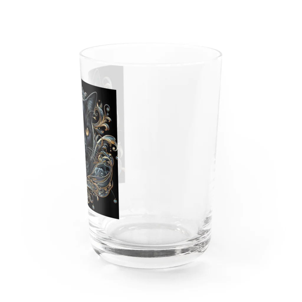 blacktomatoのオシャレな黒猫 Water Glass :right