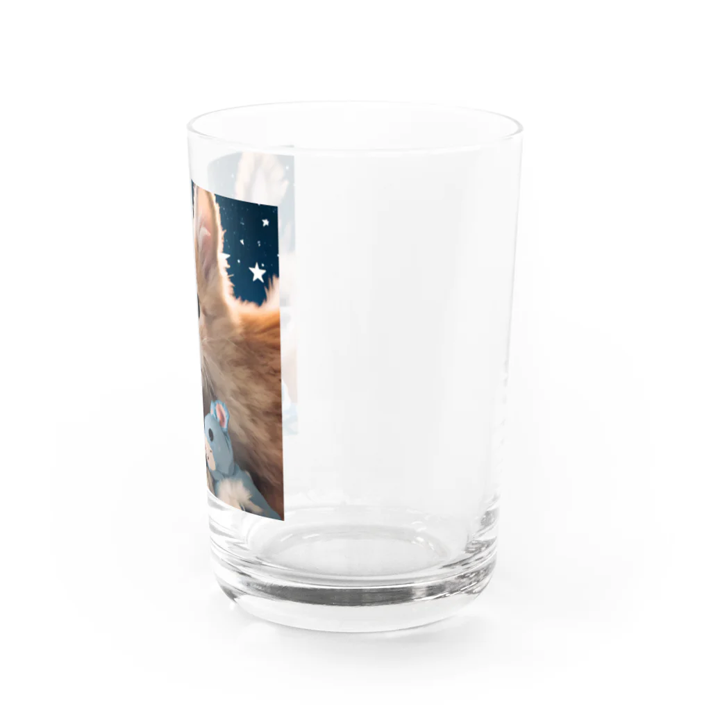 みゅうのぬいぐるみと猫ちゃんのショット Water Glass :right