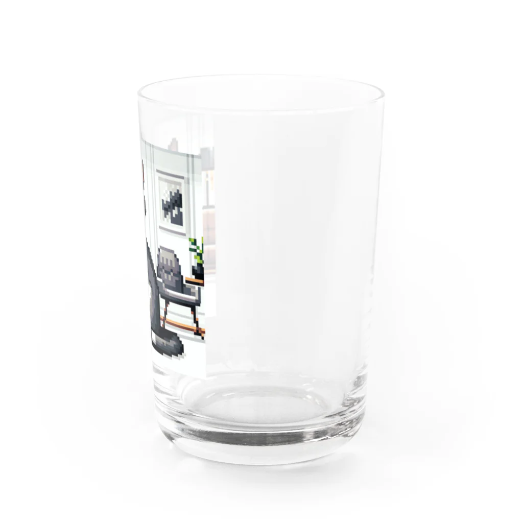 ピクセル堂のモダンレトロ：スタイリッシュなピクセル猫 Water Glass :right