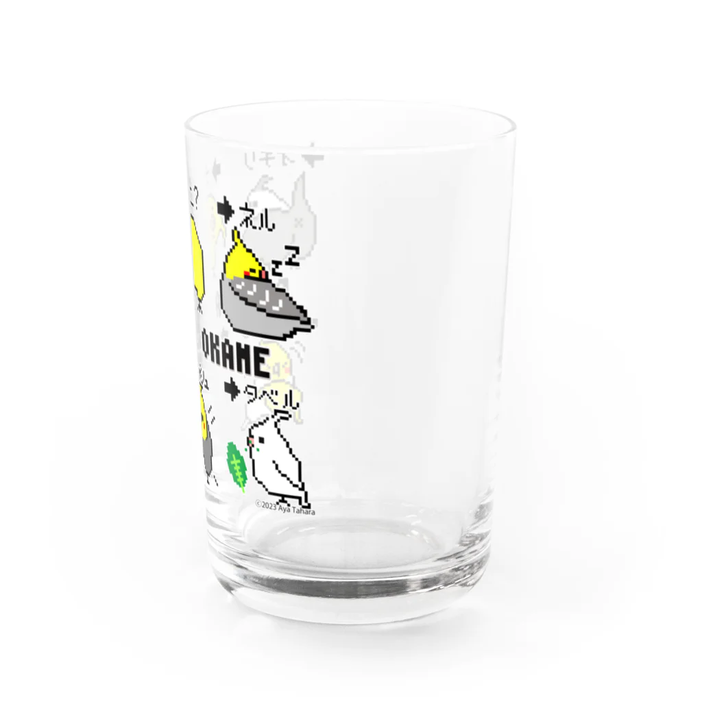 田原あや　ドット絵で鳥さんの絵を描いていますのドット絵　オカメインコ　DIGITALOKAME デジタルオカメ Water Glass :right