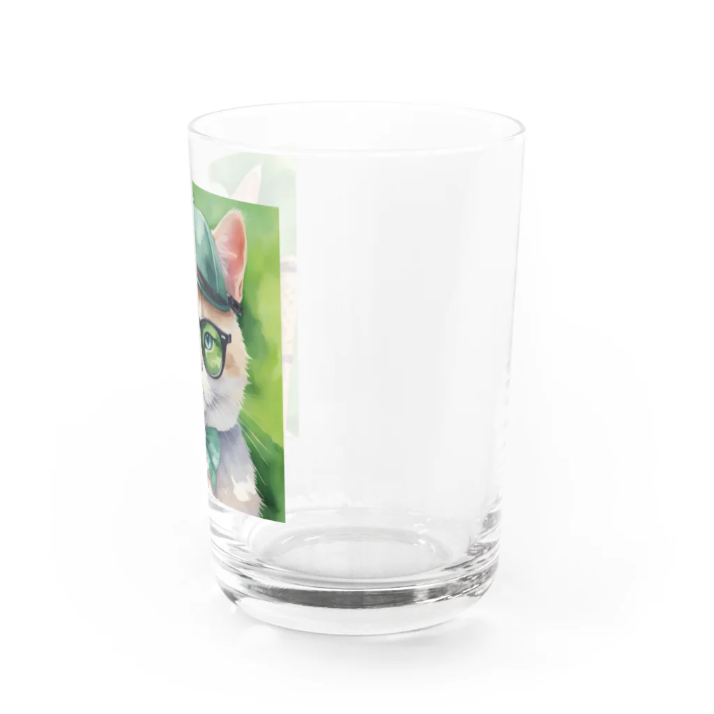 ryusky_333のサングラスをかけた猫がゴルフに集中！ Water Glass :right