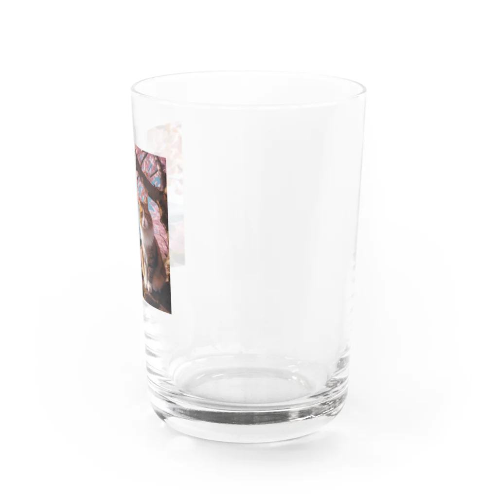 猫好き Japanの富士山と猫 Water Glass :right