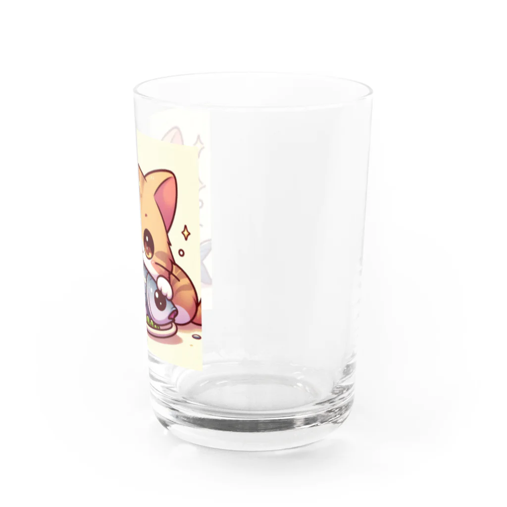 zuuu-の魚を前にドヤ顔にゃんこ☆ Water Glass :right