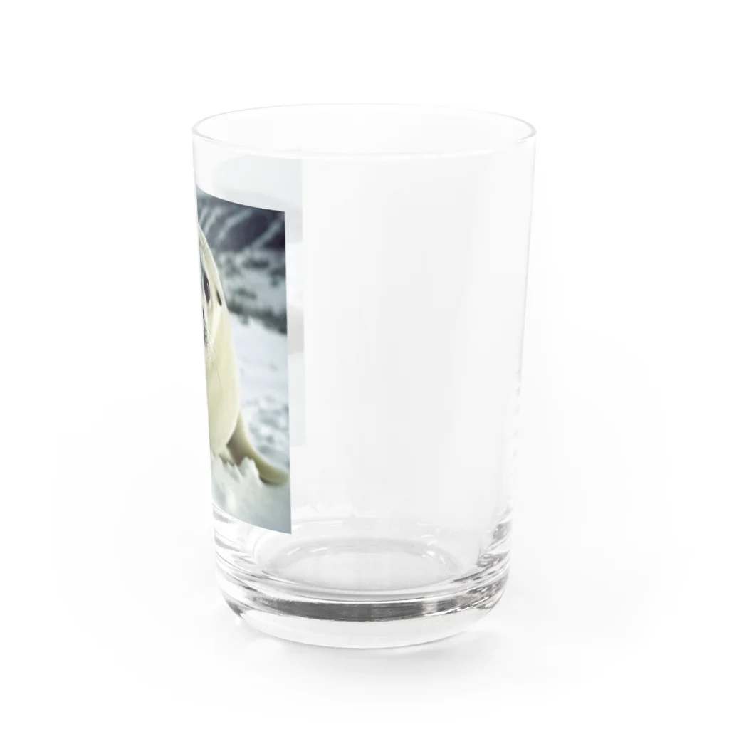 monkeyGの雪見大福みたいなアザラシ Water Glass :right