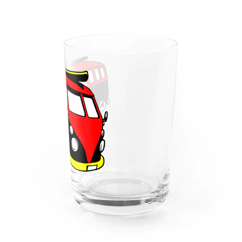 ファンシーTシャツ屋のレッド&ブラックのビーチバス Water Glass :right