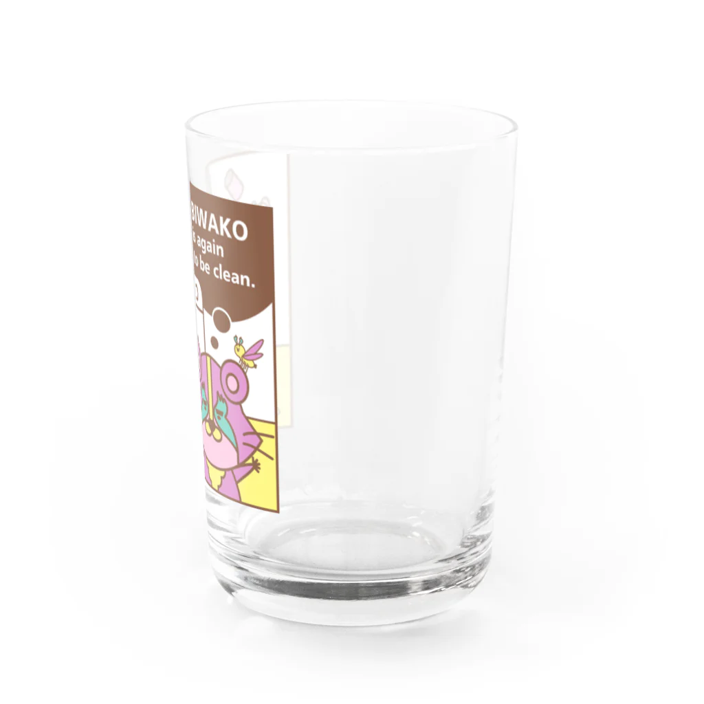 So湖いらの「びわ湖woクリーンniあらいぐま」びわこをせんたくグラス Water Glass :right