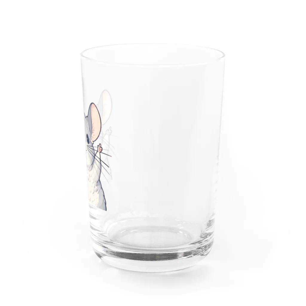 もふっとチンチラ🐭のばんざいチンチラ Water Glass :right