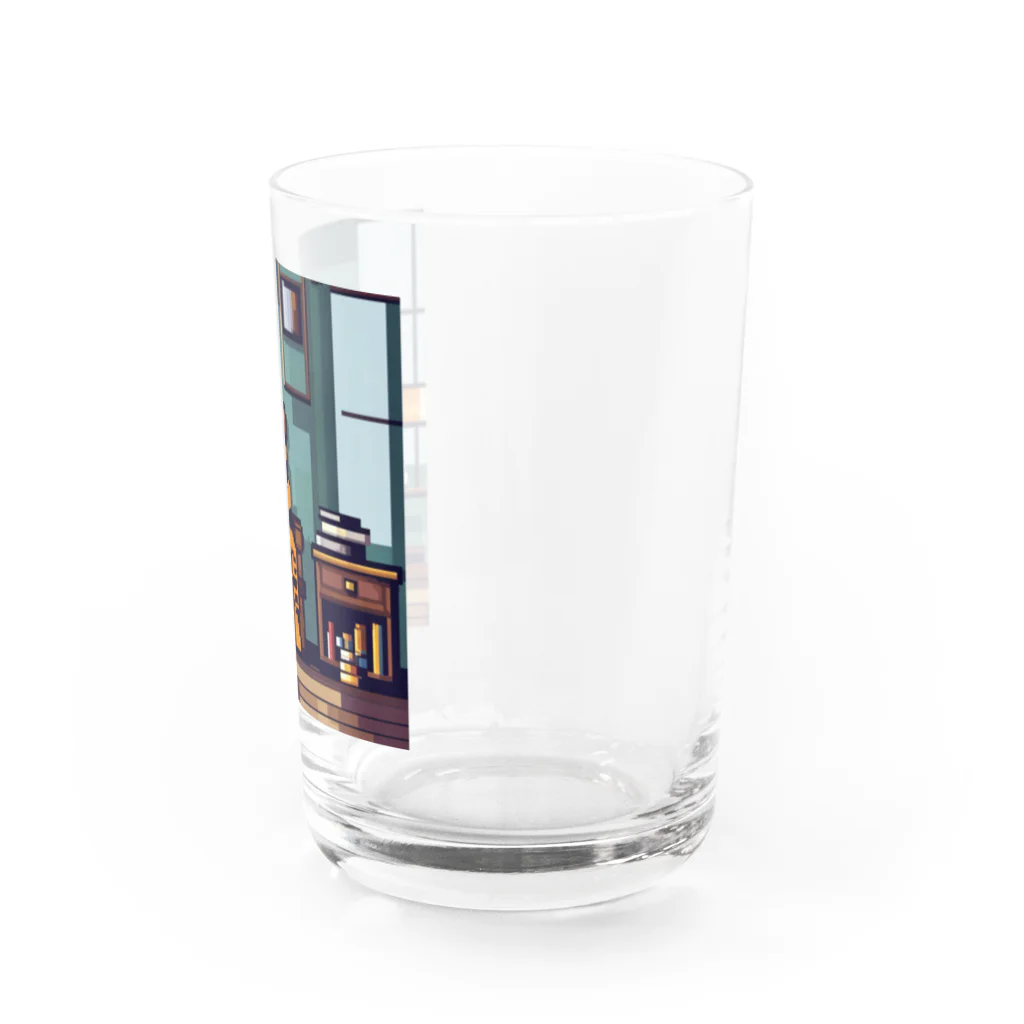 クロスクリエイティブの本を読んでいるトラ Water Glass :right