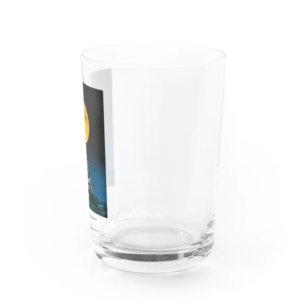 赤い鳥居の満月と岐阜城 Water Glass :right