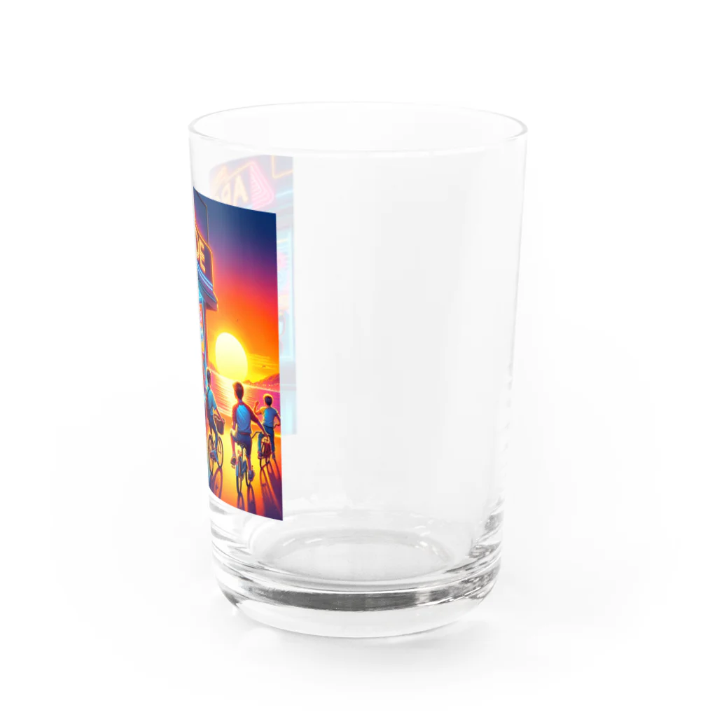 Dracula-modokiの80年代×青春×ゲームセンター×夕日イラスト Water Glass :right