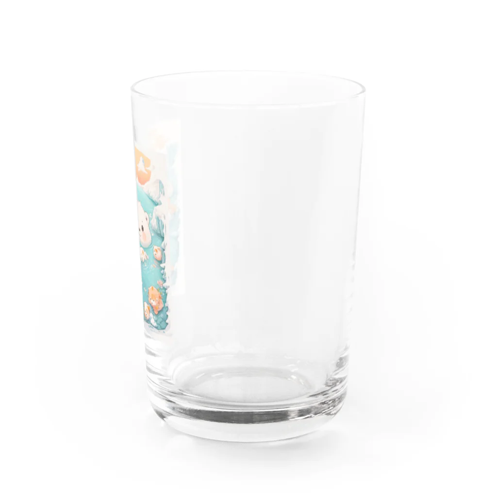 りんりんの可愛いシロクマちゃんショップ　かわいいよ！のシロクマちゃん楽しそうに泳いでいます Water Glass :right