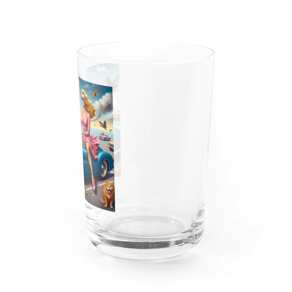 パパネコのドライブにゃんこチャン Water Glass :right