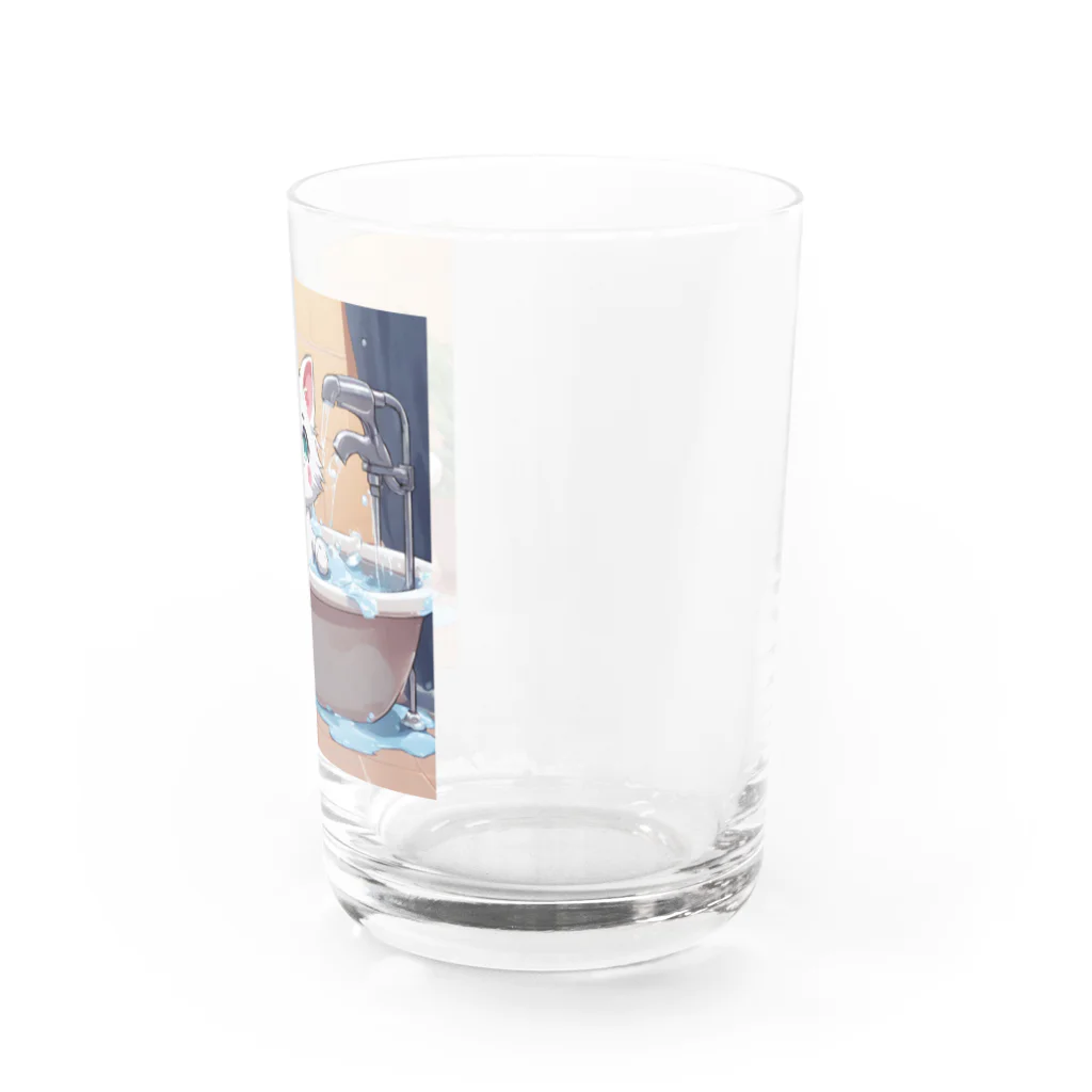 スウィート・アニマル・アートのお風呂大好きにゃんこ Water Glass :right