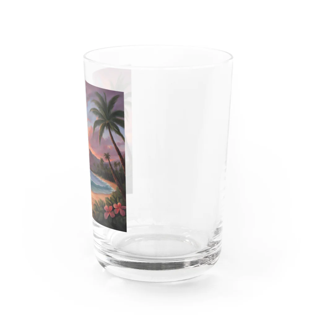 ロマンティックのハワイの夕陽 Water Glass :right