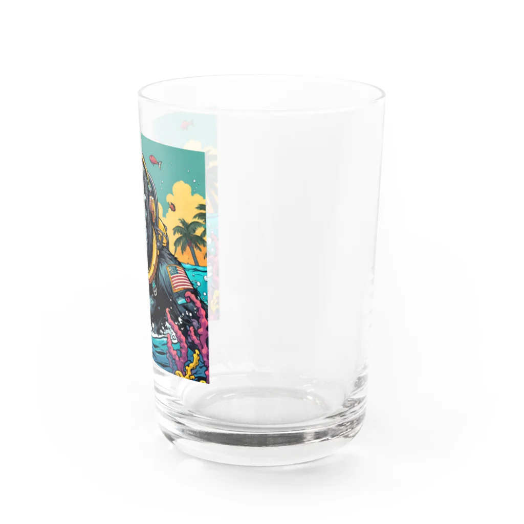 マジカルメッセージのスキューバダイビングをするゴリラ Water Glass :right