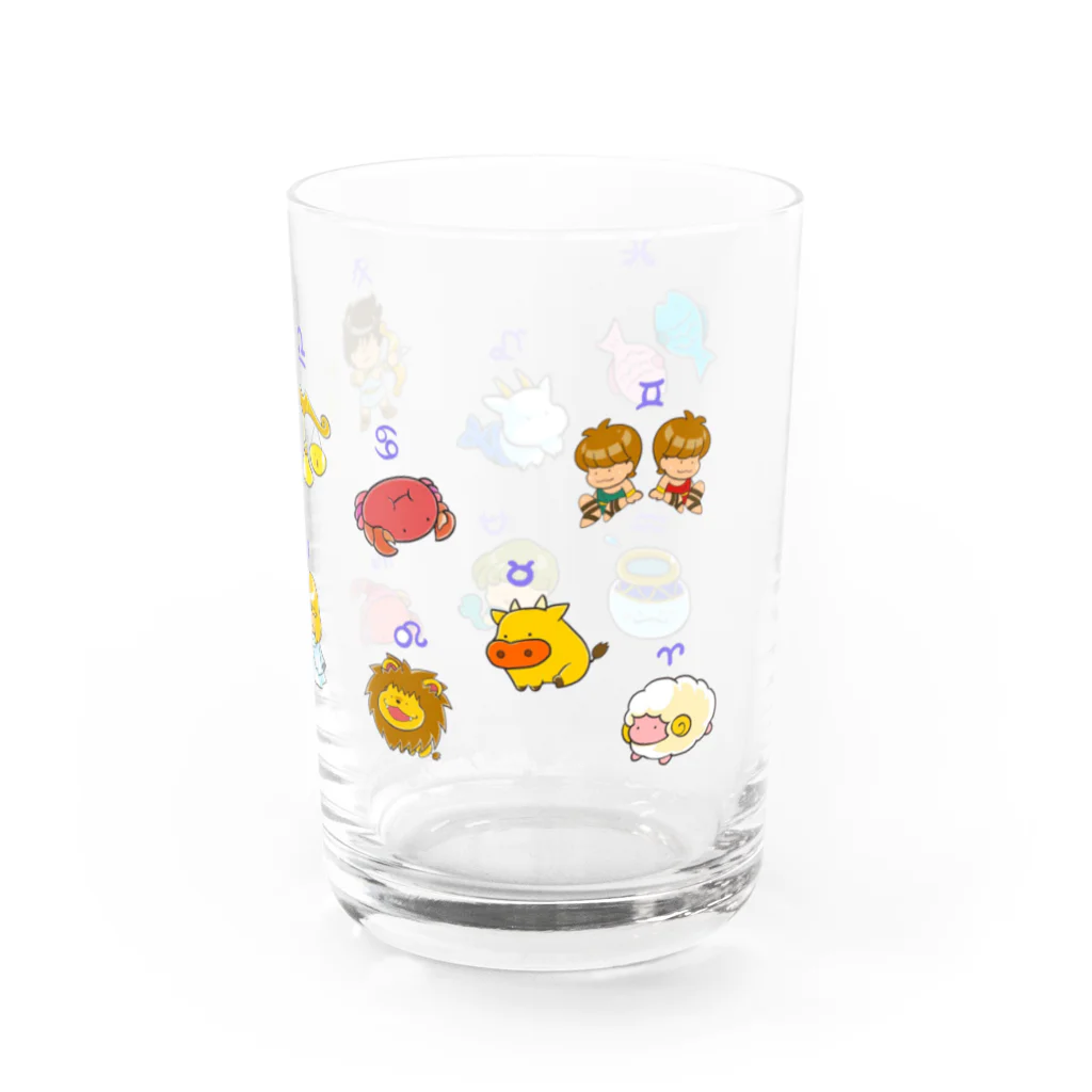 もふもふ堂のギリシャ神話好きへ！、かわいい１２（１３）星座のデザイン Water Glass :right