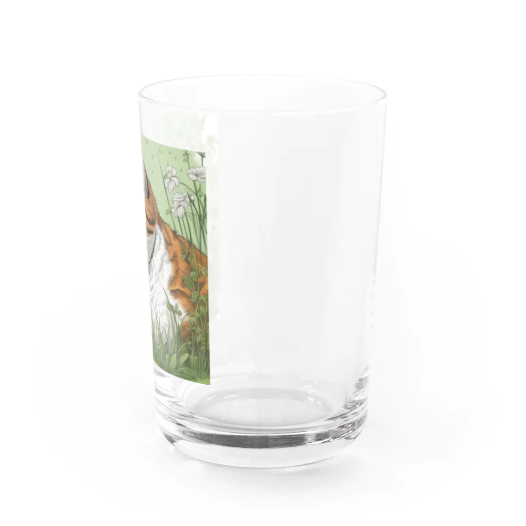 にゃんこーねこの草の中の猫 Water Glass :right