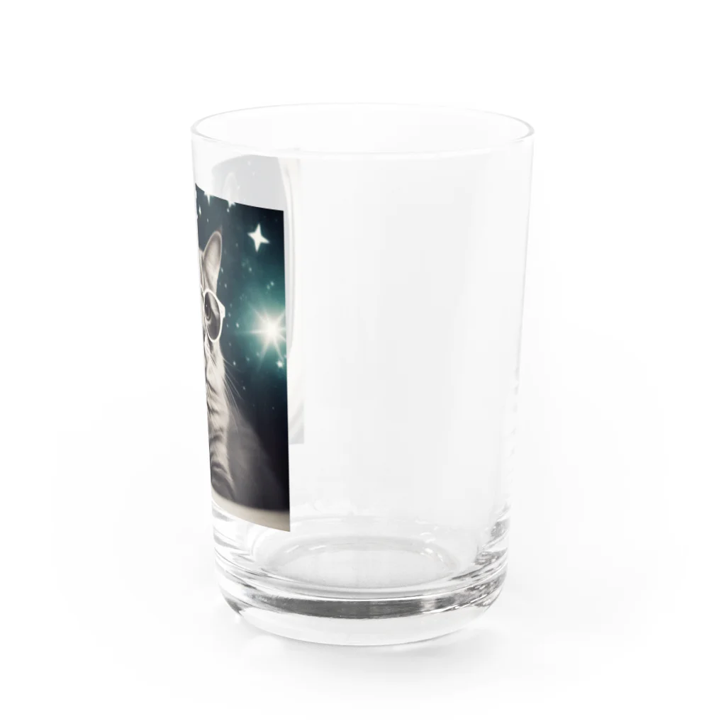 宇宙屋さんの宇宙旅サングラスねこ Water Glass :right