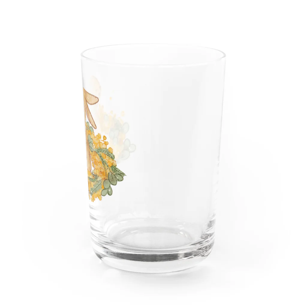 たかはらゆかイラストレーションのミモザと子うさぎ Water Glass :right