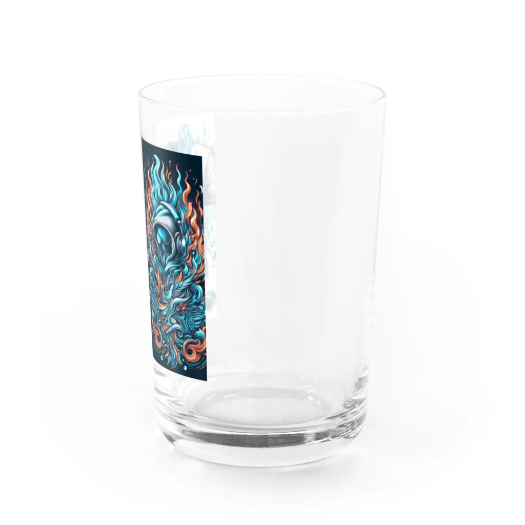 4146-の蒼と黄色の炎 Water Glass :right