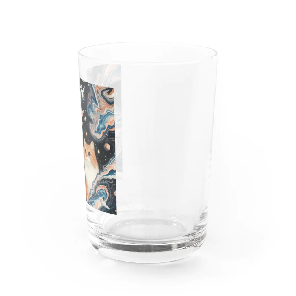 marblesのMarble galaxy cats Water Glass :right