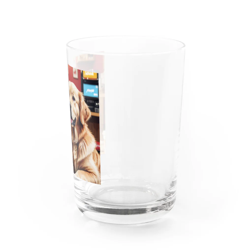 golden99のカフェでリラックスしているゴールデンレトリバー Water Glass :right