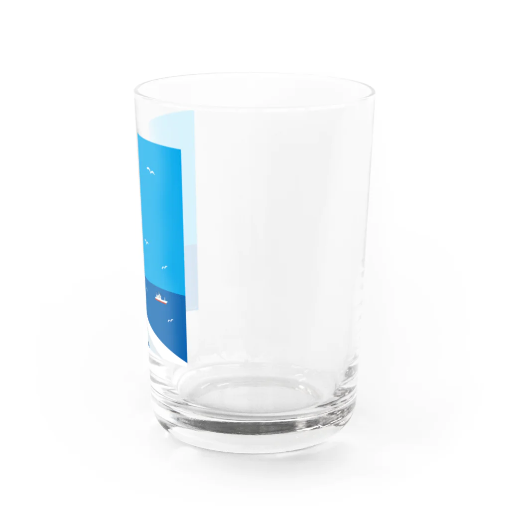 karo///illustrationのデザインにゃんこシリーズ　水平線とネコとカモメ Water Glass :right