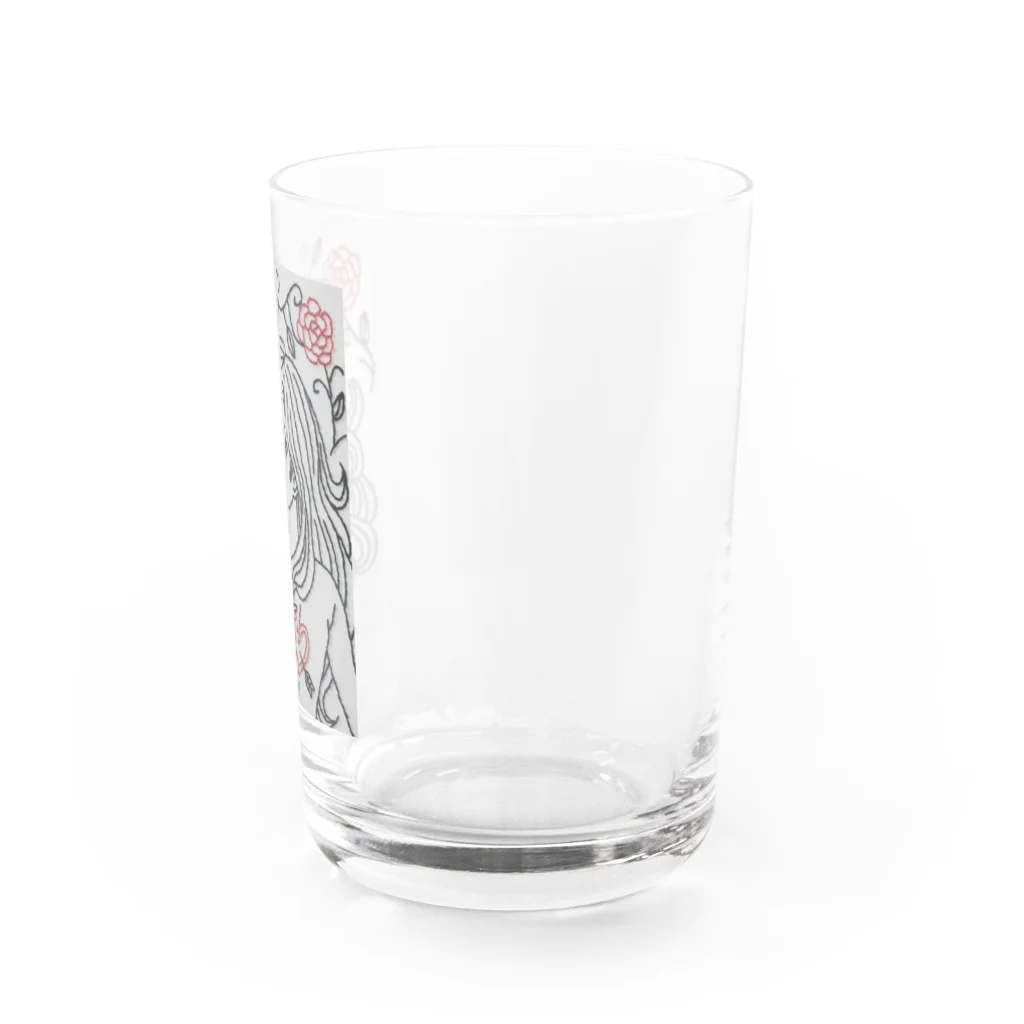 ピンクの象のハートタトゥー Water Glass :right