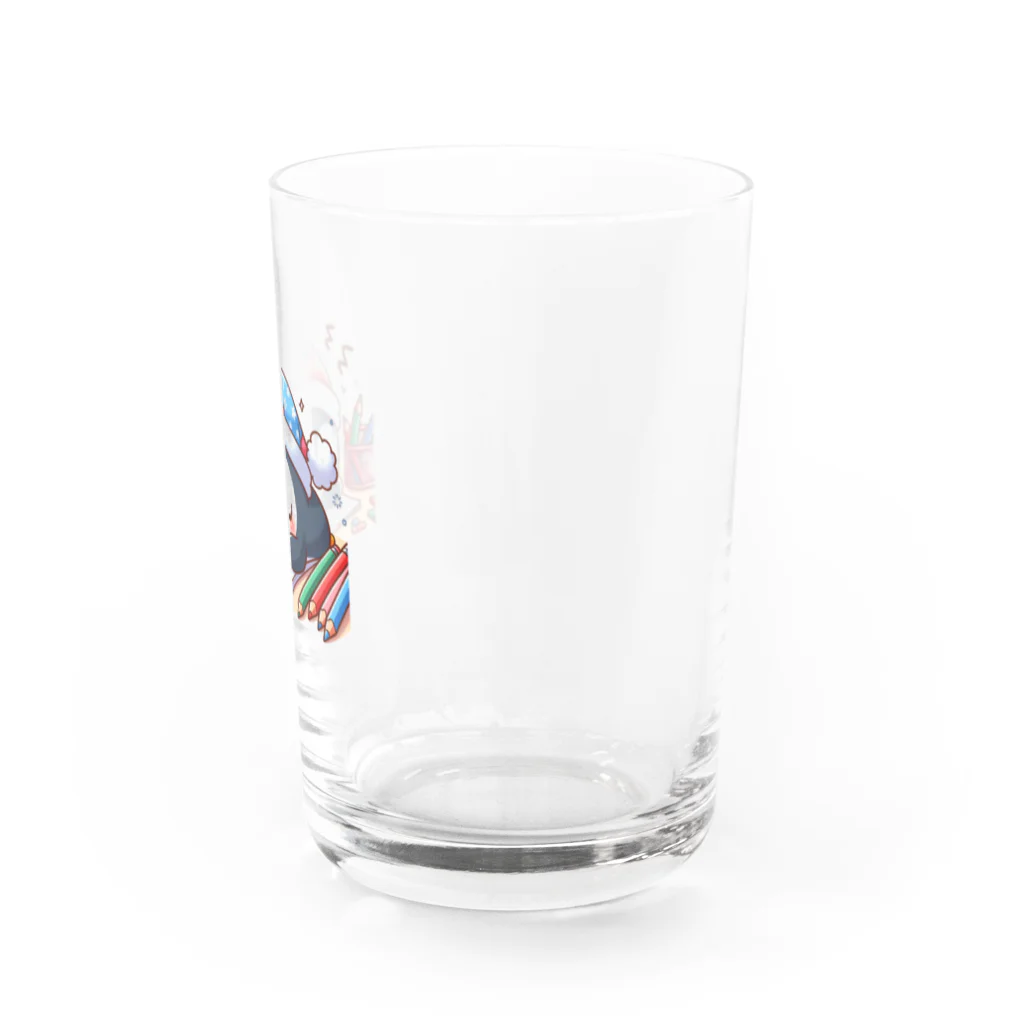 OCEAN_HUNTERのお絵描き途中に居眠りペンちゃん Water Glass :right