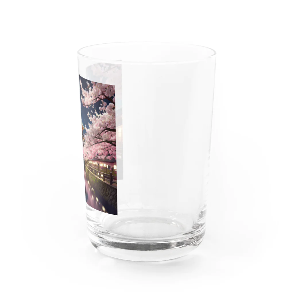 chan-takehaniの 月明かりの下の桜 Water Glass :right