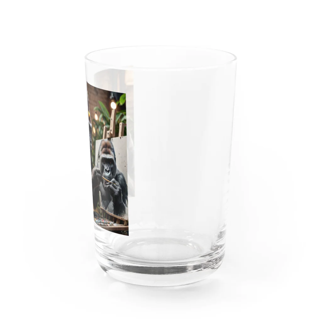 fumi_sportsの絵画人、ゴリラ Water Glass :right