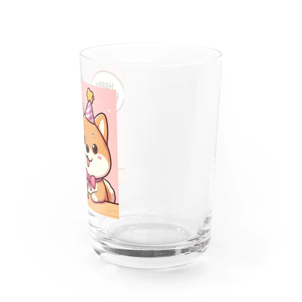 メアリーの柴犬がカラフルなスタンプ Water Glass :right