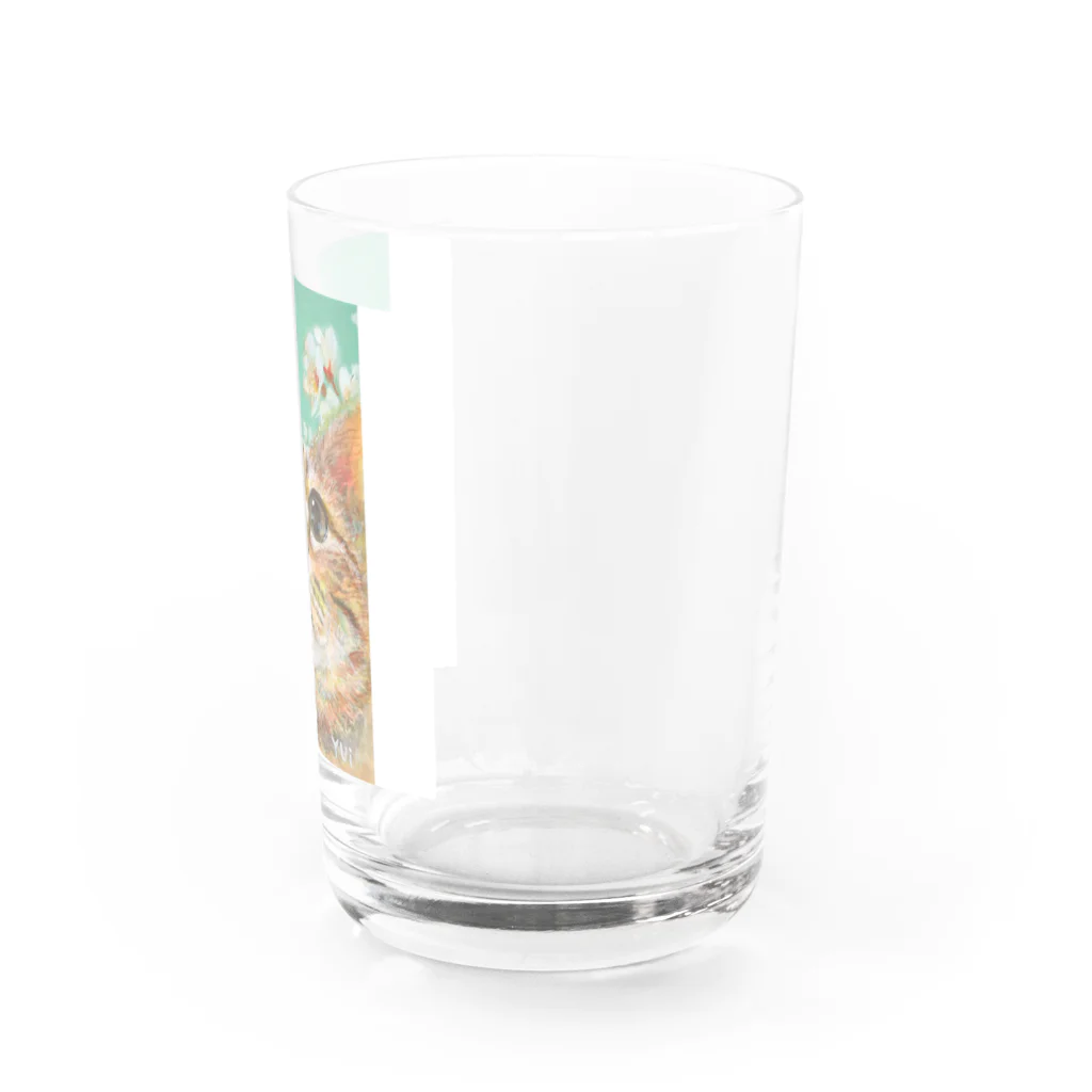 やさしい世界のさくらんぼの花とねこ Water Glass :right