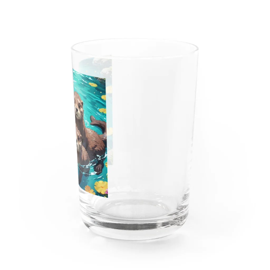 processorの水遊びする親子カワウソ Water Glass :right