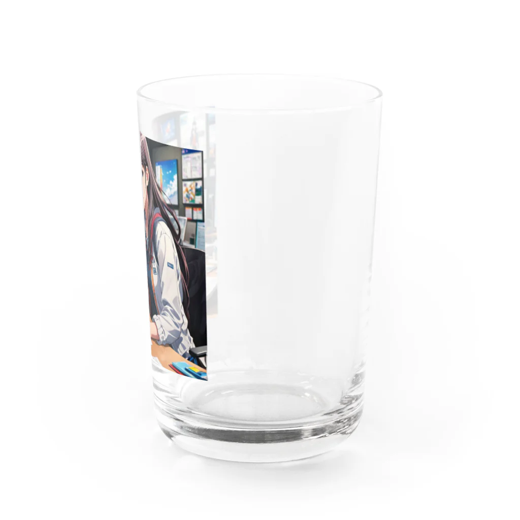 エーアイコの学者風の女性が研究しているシーン Water Glass :right