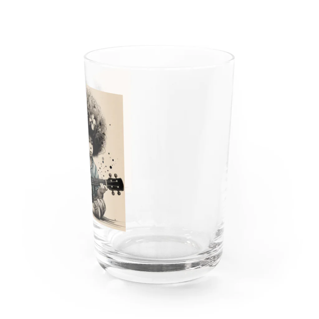 atu-daruma77のウクレレを持つアフロヘアのかわいい成長 Water Glass :right