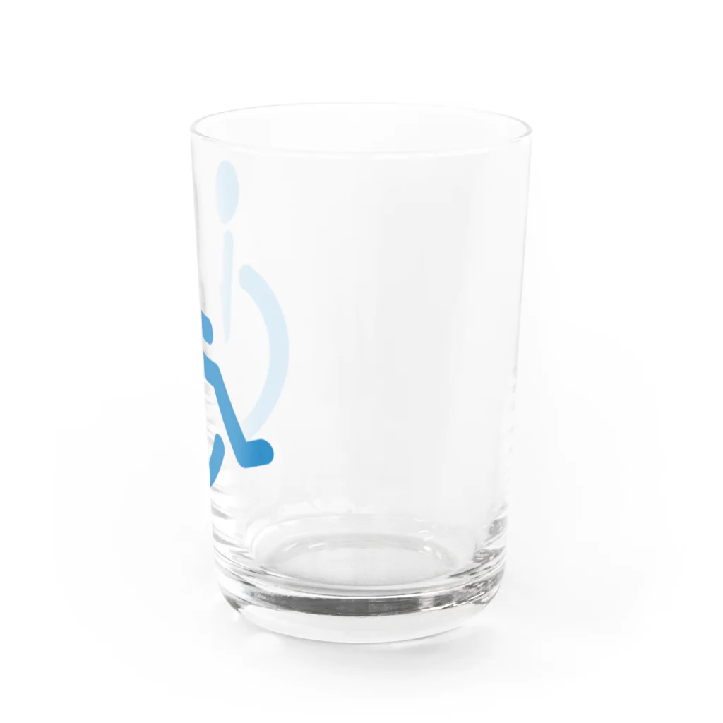 お絵かき屋さんの車椅子マーク（青） Water Glass :right