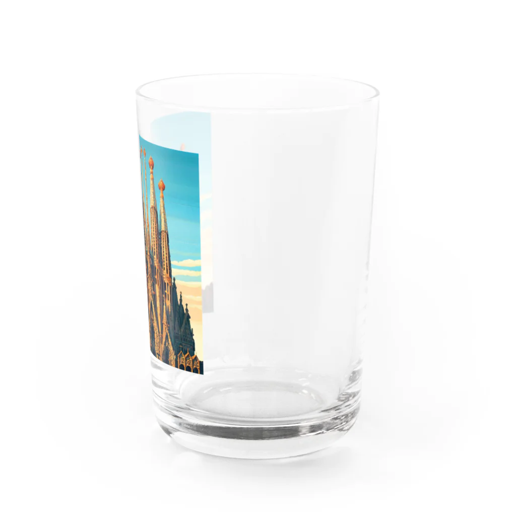 Pixel Art Goodsのサクラダファミリア（pixel art） Water Glass :right