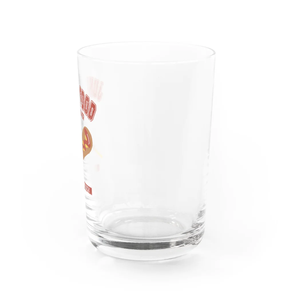 メシテロタイプ（飯テロTシャツブランド）のアメリカンドック（カレッジ風イラスト） Water Glass :right