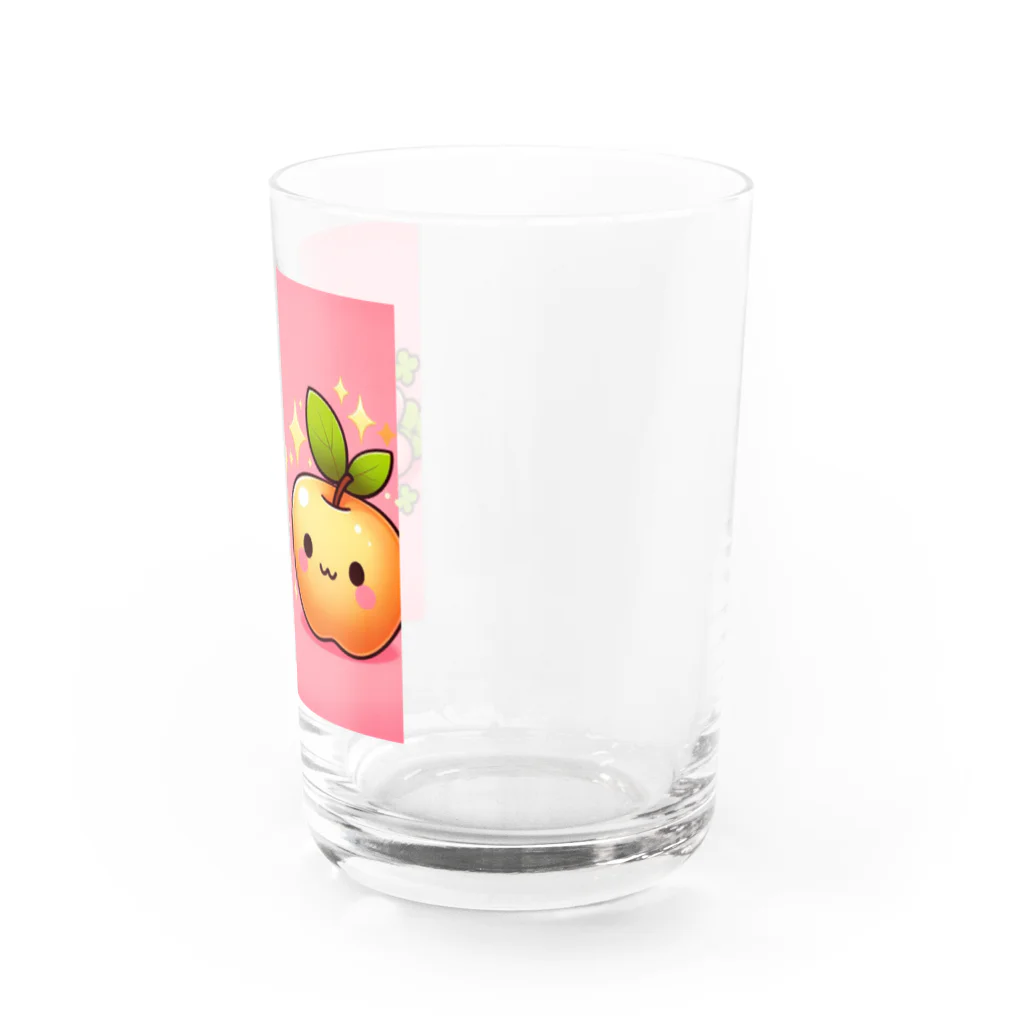 金運上昇金のリンゴの恋愛運アップの金のリンゴとピンクのクローバー Water Glass :right