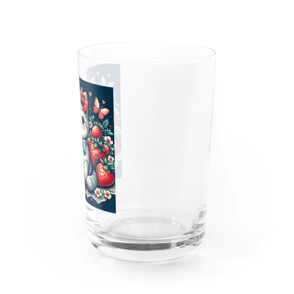 いちごと一緒🍓のいちごと猫シリーズ Water Glass :right