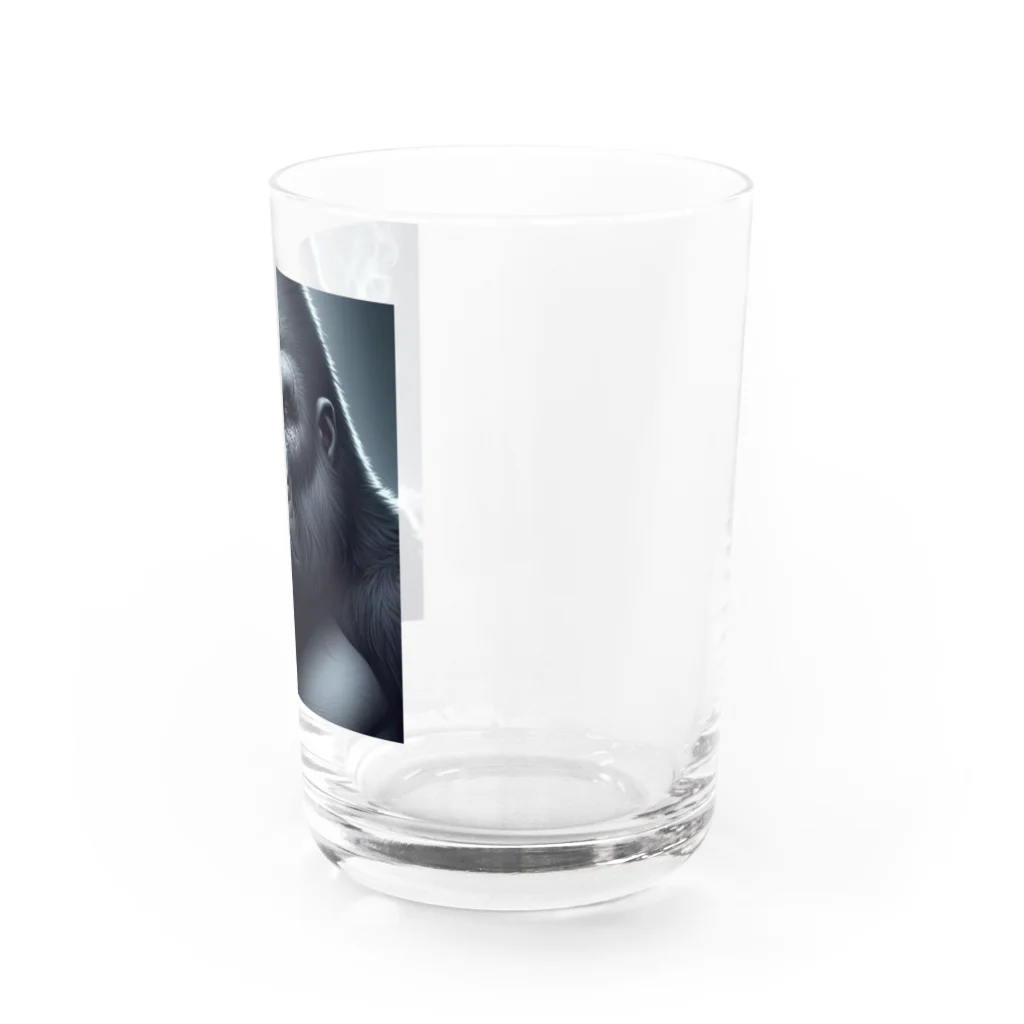 MASU_0420の葉巻を吸うゴリライラストグッズ Water Glass :right