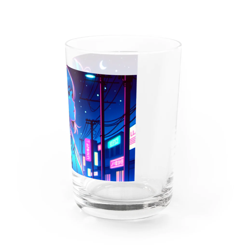 DesignColorsのネオンカラーな夜の少女 Water Glass :right