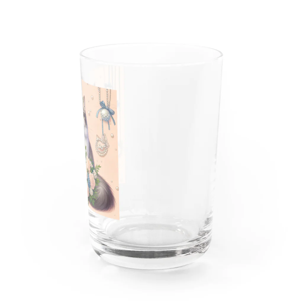 Y m @Y's shopの猫と薔薇　パールver. Water Glass :right