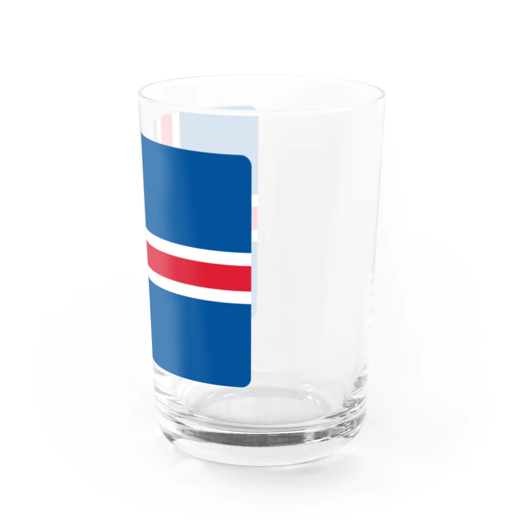 お絵かき屋さんのアイスランドの国旗 Water Glass :right