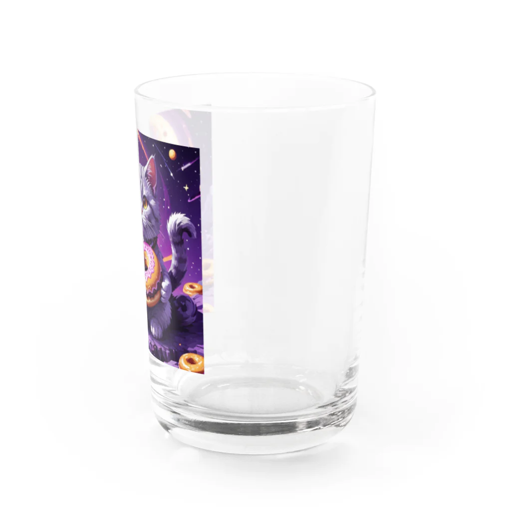 メロンパン猫の土星でドーナツ食べたい Water Glass :right